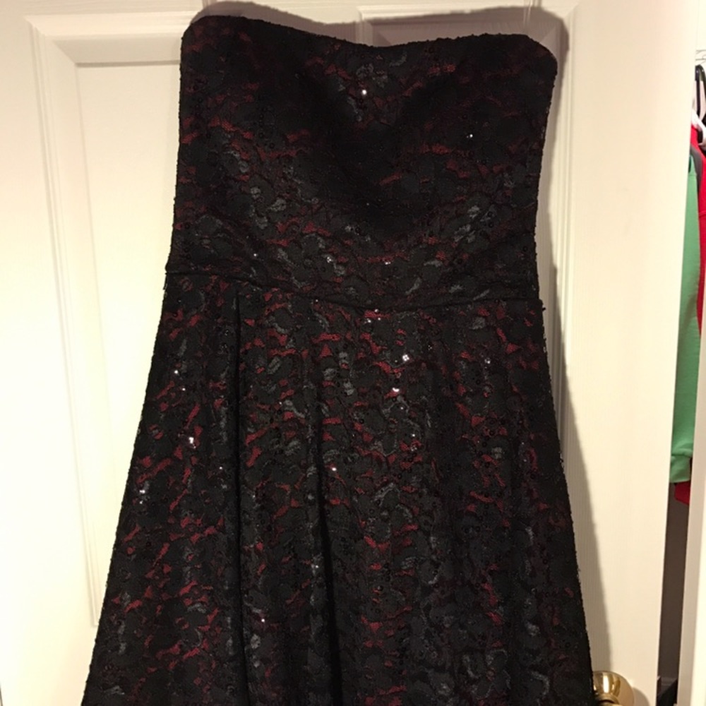 Black with Red Accents Floral Dress